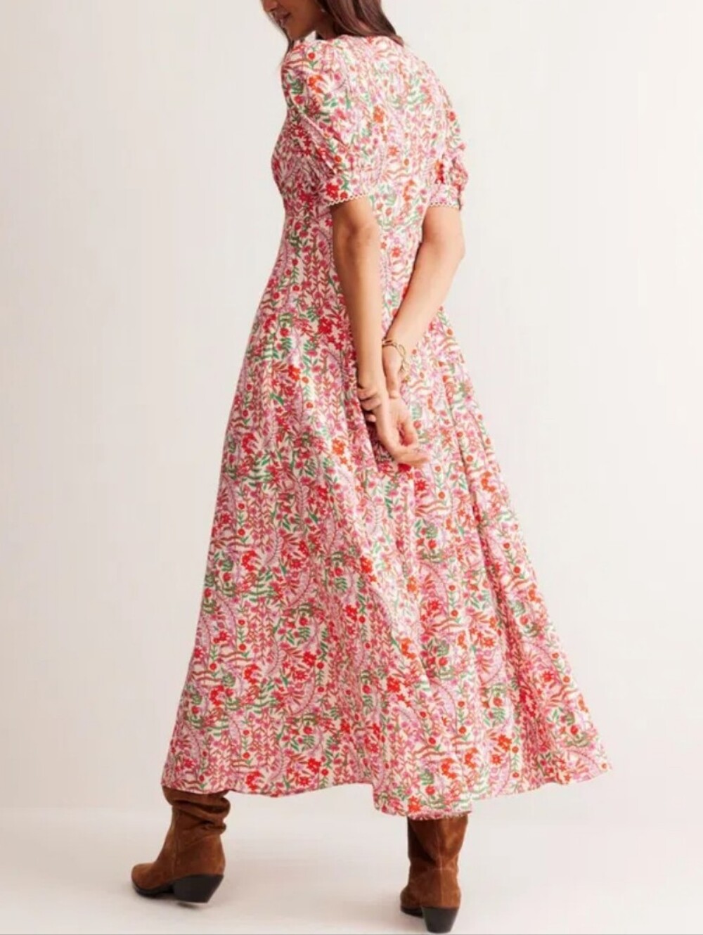NWOT BODEN Floral Godet Tea Dress Maxi V-Neck Fit & Flare 20 - 22 - Picture 3 of 15